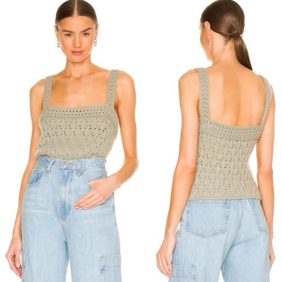Free People Tops - Cashmere Crochet Knit Tank midi Top Grey